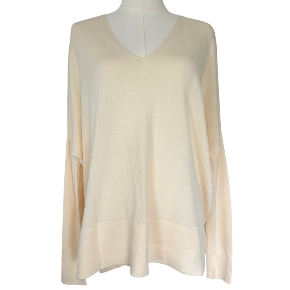 Akris Punto 10 Virgin Wool V Neck Sweater Cream Quiet Luxury Minimalist